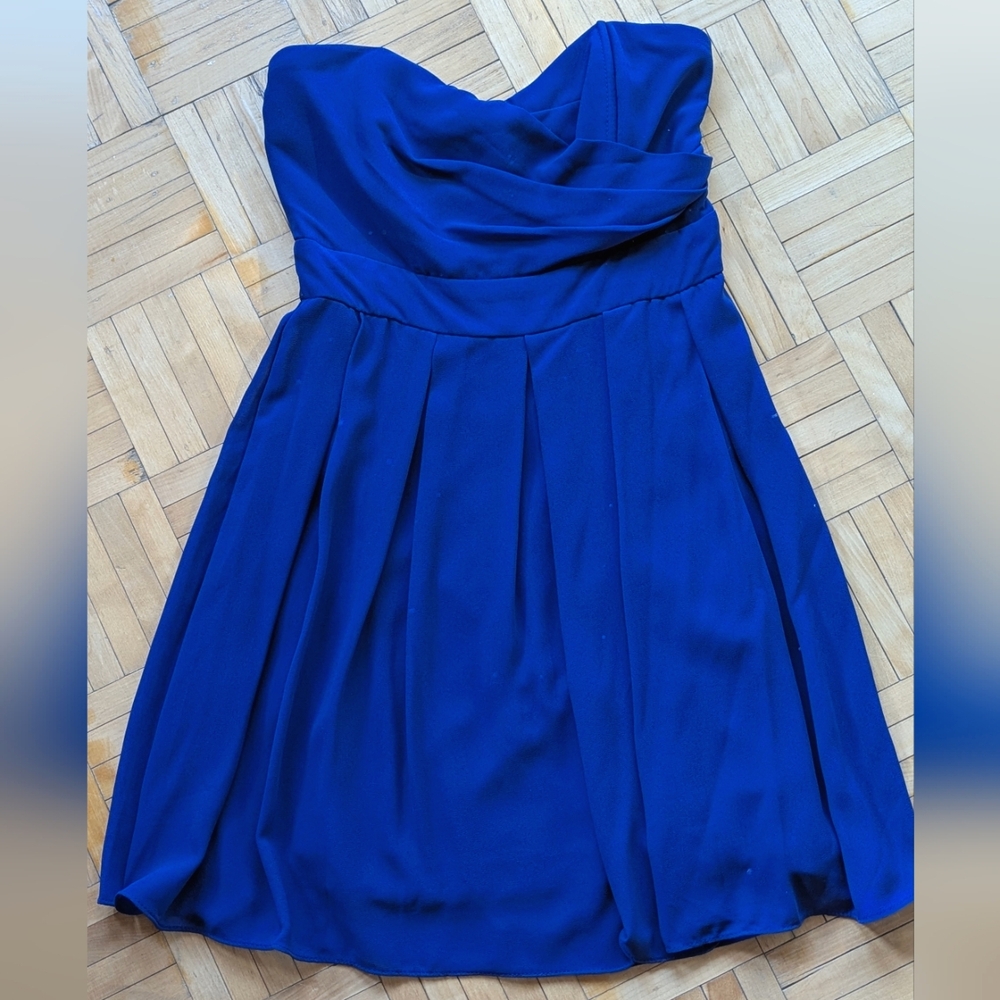 Elegant Blue Mini Strapless Dress